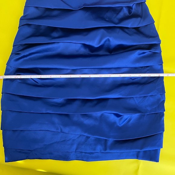 Express Colorblock Ruched Bodycon One Shoulder Mini Dress, Pink and Blue, Size S - Picture 11 of 13